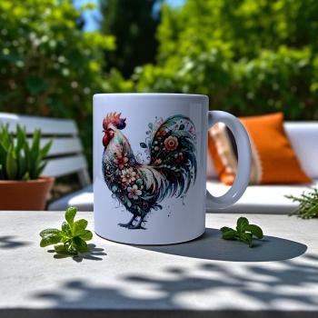 Keramiktasse Huhn Blumen Design Nr. 1 Kaffeebecher Teetasse Kaffeetasse - Artikel Nr. 1100088